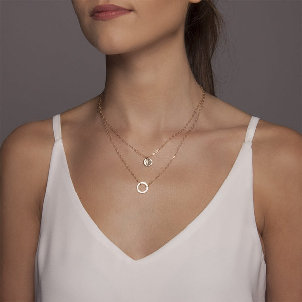 Gold Layered Necklace with Disc and Karma - Lulu + Belle Jewellery