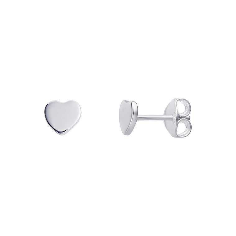 Silver Heart Studs