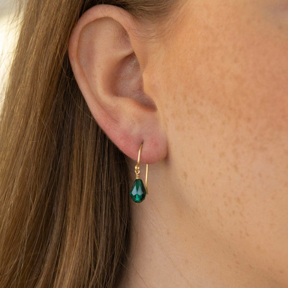 Emerald Drop Gold Earrings - Lulu + Belle Jewellery