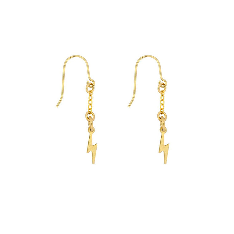 Gold Lightning Bolt Drop Earrings - Lulu + Belle Jewellery