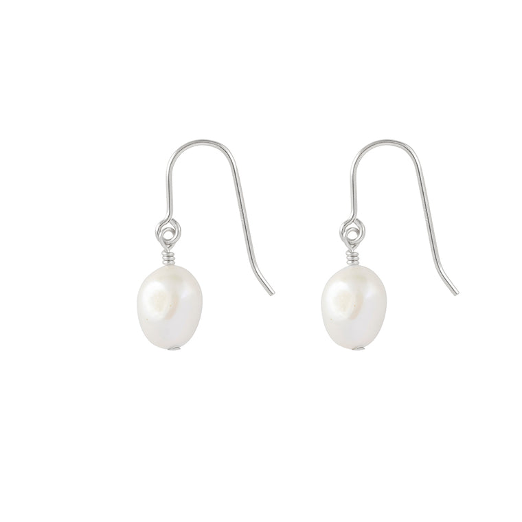 midi baroque pearl earrings silver 