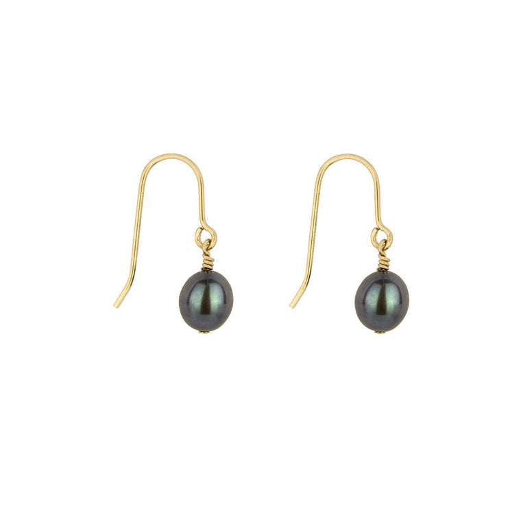 Navy Gold Drop Pearl Earrings - Lulu + Belle Jewellery