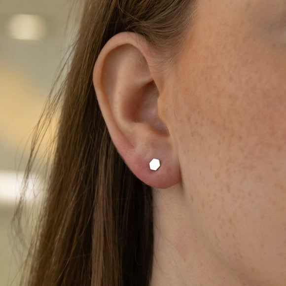 Silver Hexagonal Studs - Lulu + Belle Jewellery