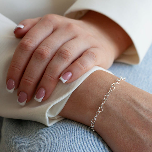 Silver Link Heart Bracelet - Lulu + Belle Jewellery