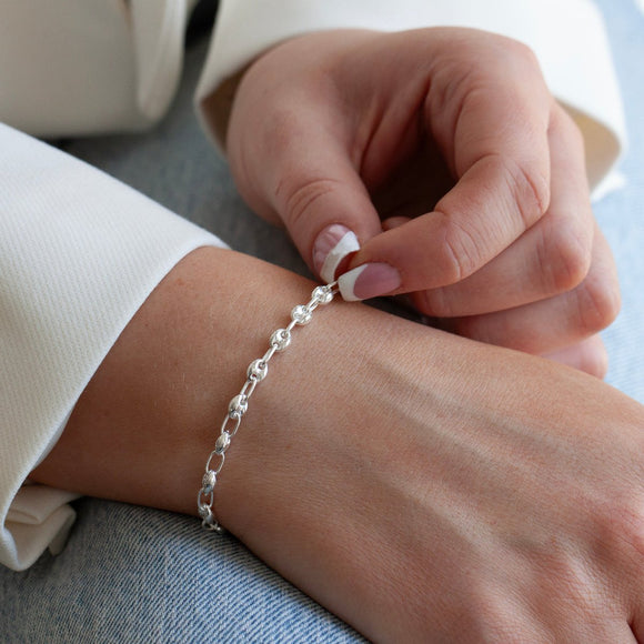 Sterling Silver Coffee Bean Bracelet - Lulu + Belle Jewellery