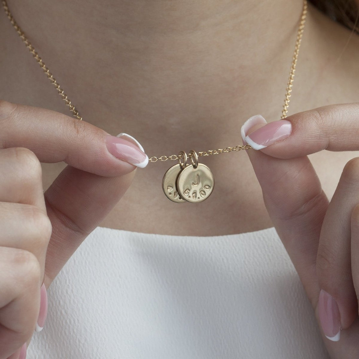 Initial date store disc necklace